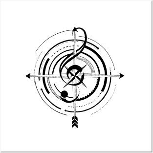 Sol key compass | Tattoo style music Posters and Art